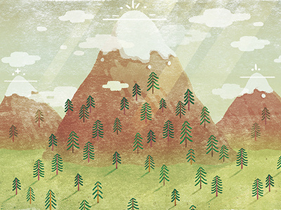 Mountains clouds forest fur tree illustration mountains nature