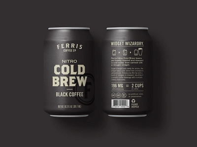 Ferris Nitro Cold Brew beverage black branding cafe caffeine can coffee cold brew educational icons nitro nitrogen packaging packaging design widget