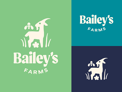 Bailey's Farms animal baileys bees branding farm gardens goat healthy honey icon illustration kombucha local logo natural organic wordmark