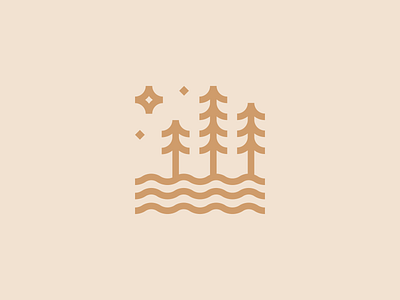 Forest adventure branding camp campground camping design forest geometric icon icons logo nature night outdoors outside river sky stars trees woods