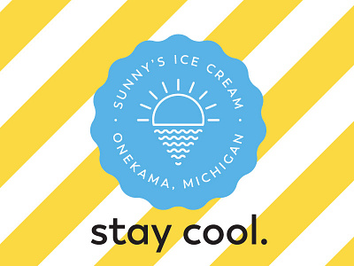 Sunny's Ice Cream 2 badge beach branding great lakes ice cream lakeshore michigan stripes summer sun sunny waves