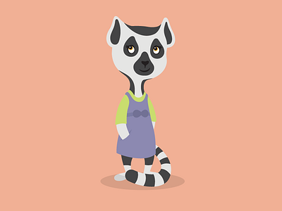 Lucy the Lemur 2d animal anthropomorphic character childrens cute illustration lemur