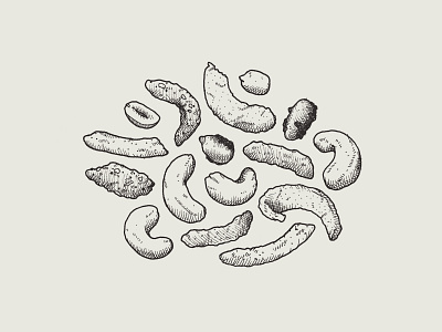 that's nuts. branding drawing engraving etching food icons illustration line art nuts sketch snacks