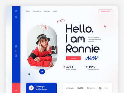 Ronnie's personal website design hero interface product ui web website