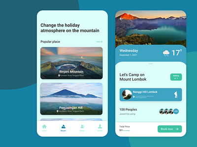 Camp Place beautiful branding camp concept design enjoy graphic design hill holiday illustration inspiration modern mountain place simple ui uiux view