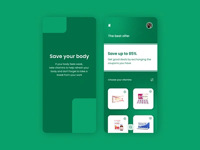 Vitamin and Medicine Ordering Apps branding color color balance concept design doctor drugs graphic design healthy inspiration modern sick simple ui uiux ux vitamins work