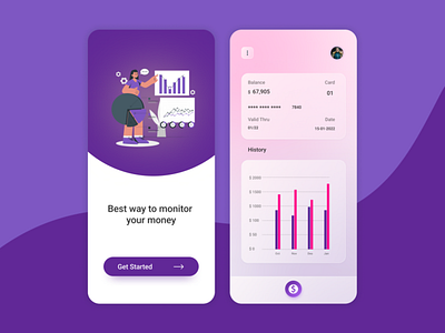 Money Monitor App app branding concept control design financial graphic design illustration inspiration mobile modern money simple tamplate ui ux