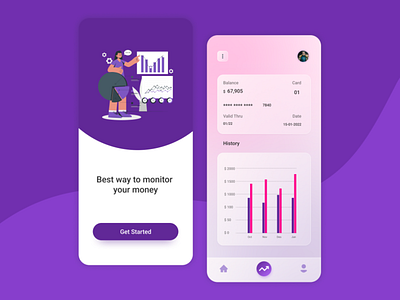 Money Monitor App apps branding card company concept control design grafic graphic design inspiration mobile modern money people simple ui ux