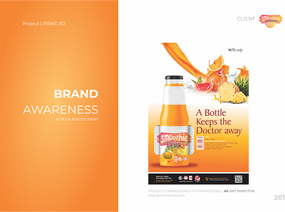 Smoothie print Ad artwork bottle label branding design flyer fruits photoshop poster design print print ad product design