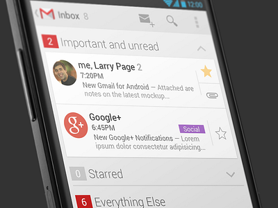 Gmail 5 for Android Concept android gmail mockup redesign