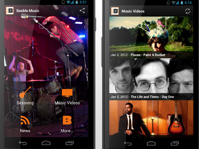 Baeble Music for Android android app dashboard media music video