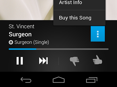 Songza Re-imagined - Now Playing android media music