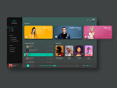 Musique Web App Concept UI - Dark