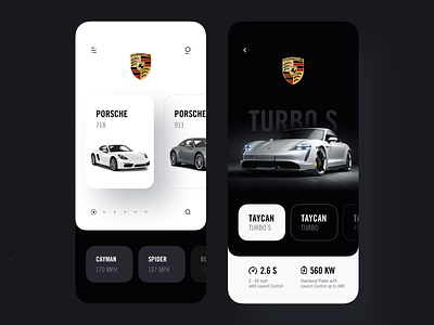 Porsche App Design app auto black car interface ios iphonex minimal mobile porsche sketch supercar turbo ui ux white
