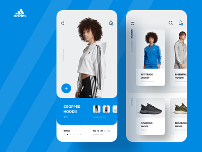 Adidas iPhone App black blue clean clothing concept design minimal mobile red shop sneakers ui ux