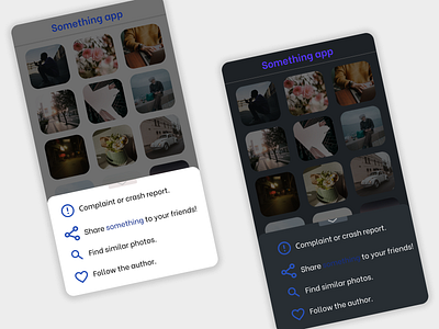 Overlay design for "Something" App. Daytime and nigthtime theme. app design