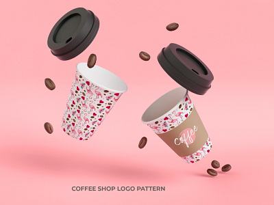 Coffee shop logo pattern design illustration вектор иллюстратор лого логотип паттерн