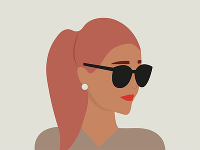 Girl with glasses in flat style