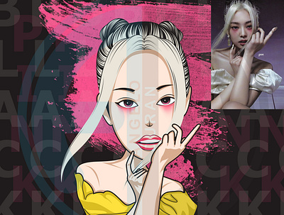 Blackpink Jennie Cartoon Vector Fan Art Portrait art style portrait art stylized vector art vector portrait vexel art