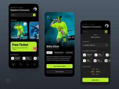 Concert ticket reservation App UI design mobile app design ui user user interface visual desig