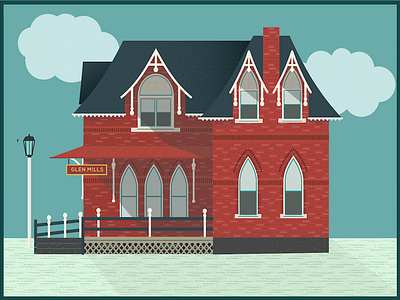 Glen Mills Train Station buildings icon illustration textures train station