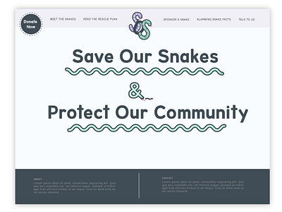 Save our Snakes Homepage illustration non profit snakes ui web website