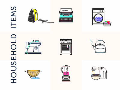 Housewares from Aisle 9 appliances blender housewares icon illustration typewriter vector washing machine