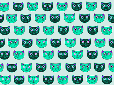 Web Cats cats green illustration pattern retro