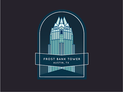 Austin's Frost Bank Tower architecture austin badge building icon illustration skyscraper texas