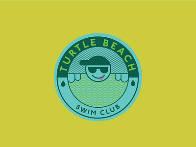 Turtle Beach Swim Club Badge badge beach illustration logo design summer texture turtle