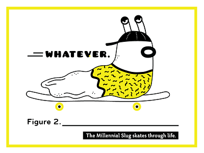 millennial slug cartoon illustration millennial skateboarding slug