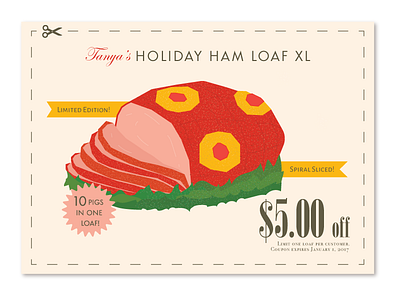 Holiday Ham Loaf Postcard Coupon collage greeting card ham holidays illustration postcard thanksgiving vintage