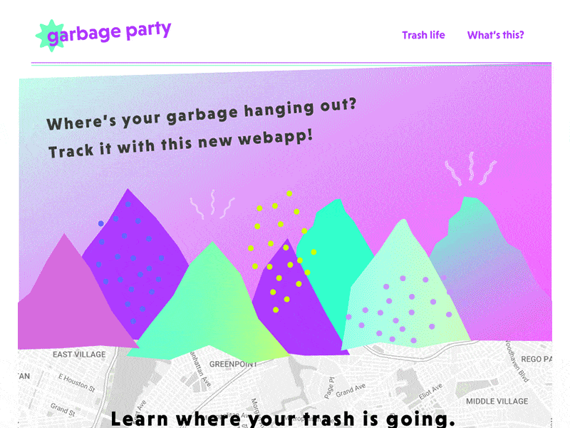 Garbage Party Concept gradient illustration neon trash heaps ui ui design web design