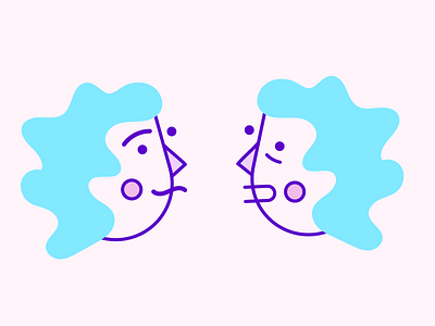 Two heads... abstract faces geometric icon illustration person