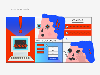 Console Errors cartoon comic faces geometric gradient illustration illustrator ui mondrianizm