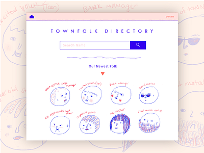 Townfolk Directory faces illustration interface people search sketches ui ui design