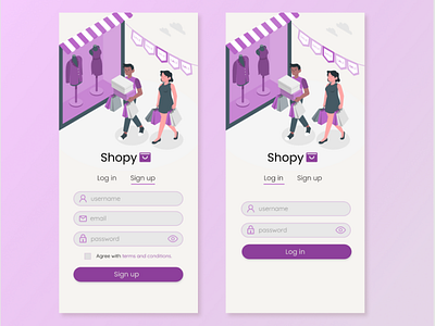 Log in/Sign up app design icon illustration ui ux