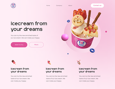 Ice cream Baskin Robbins baskin robbins beauty concept design ice cream landing pink site ui ux лендинг