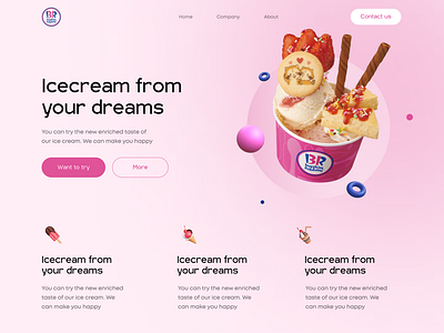 Ice cream Baskin Robbins baskin robbins beauty concept design ice cream landing pink site ui ux лендинг