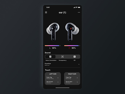 Nothing ear(1) App | UI design app design ear(1) headphones mobile mobile app nothing redesign ui ux