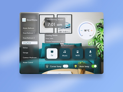 Smart Home Dashboard 021 dailyui dailyui021 dashboard design glass elements glassmorphism ipad mobile mobile app ui