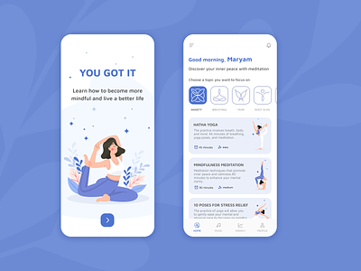 YOU GOT IT app appdesign daily dailyui graphic design illustration meditation peace ui uidesign userexperience yoga