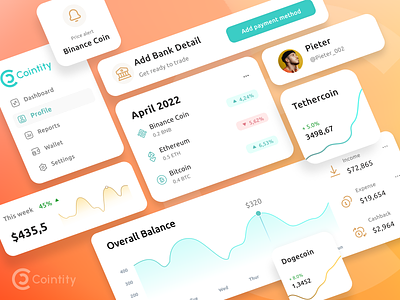 Cointity coin collection crypto cryptocurrency cryptodahboard dailyui dashboard design nft ui ui elements uidesign userexperience widgets