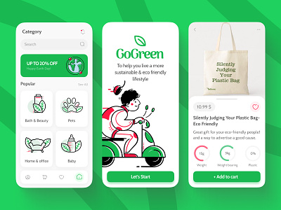 GoGreen app appdesign clean clean earth dailyui design earth day eco eco friendly environment green illustration national earth day sustainable ui uidesign userexperience