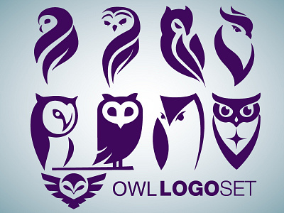 Owl Logo Set owl owl design owl icon owl logo owl vector