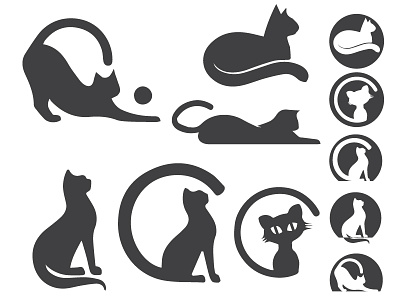 Cat Logo Set cat design cat icon cat logo cat simbol cat vector