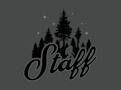 Bigfoot Staff Tees apparel design bigfoot forest graphic graphic design night sasquatch trees vector
