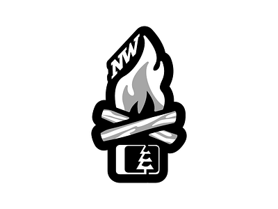 Northwest Riders Campfire Grayscale apparel design campfire fire graphic design illustration logo