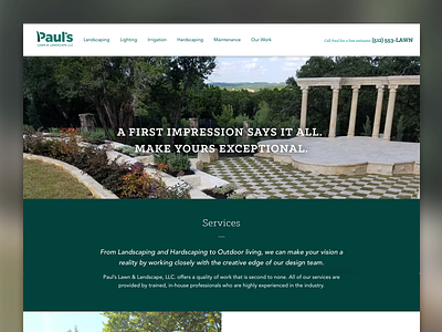 Paul's Site is Live clean minimal parallax pauls lawn and landscape webdesign website