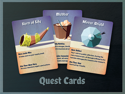 Quest Cards board game cards design digital illustration graphics here be dragons illustration low poly wip